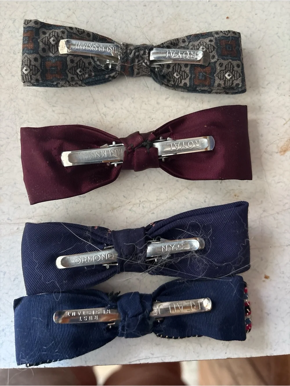 Bow Tie Set - Blue, Burgundy,gray, gold, Red, Navy set of 7 Boys Multi-Pattern